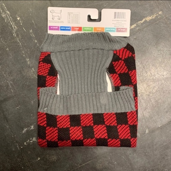 New Large Plaid Mustache Dog Sweater - Picture 3 of 4